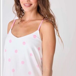 PJ Salvage White Chemise with Pink Smiley Faces Susan G Komen